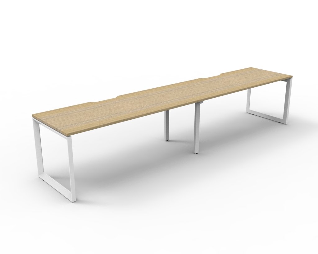 Rapidline Infinity POD of 2 Single Sided Desk – 1500mm W x 750mm D – Natural Oak Top, White Satin Base