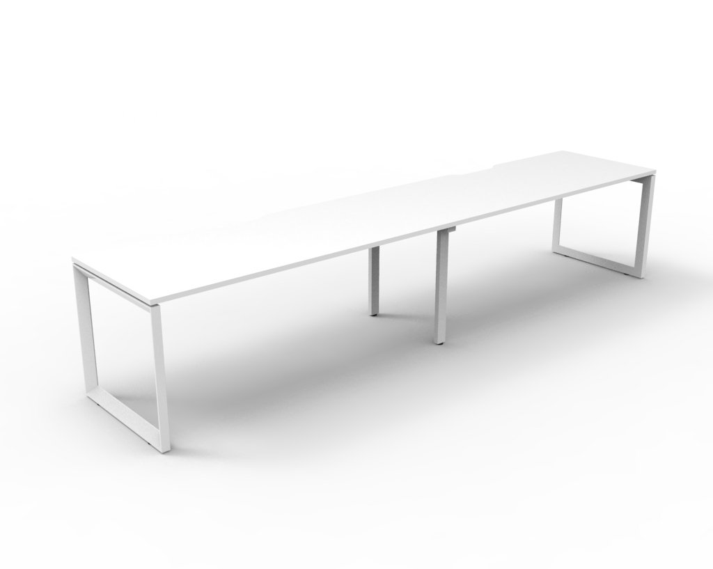 Rapidline Infinity POD of 2 Single Sided Desk – 1200mm W x 750mm D – Natural White Top, White Satin Base