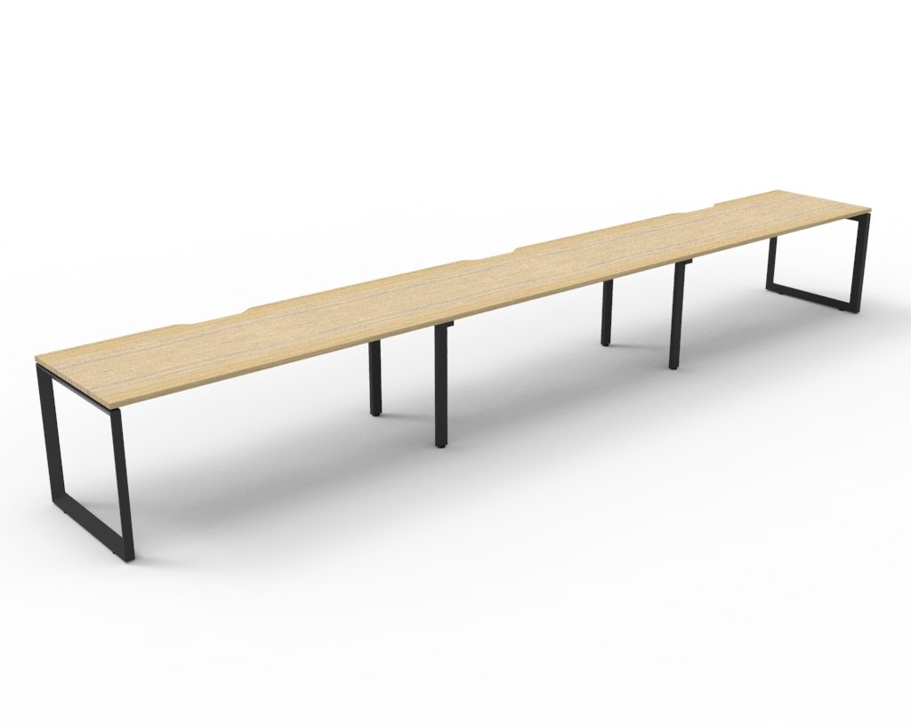 Rapidline Infinity 3-Person Workstation | 1500mm W x 750mm D | Natural Oak Top, Black Satin Base | Single Sided Loop Leg