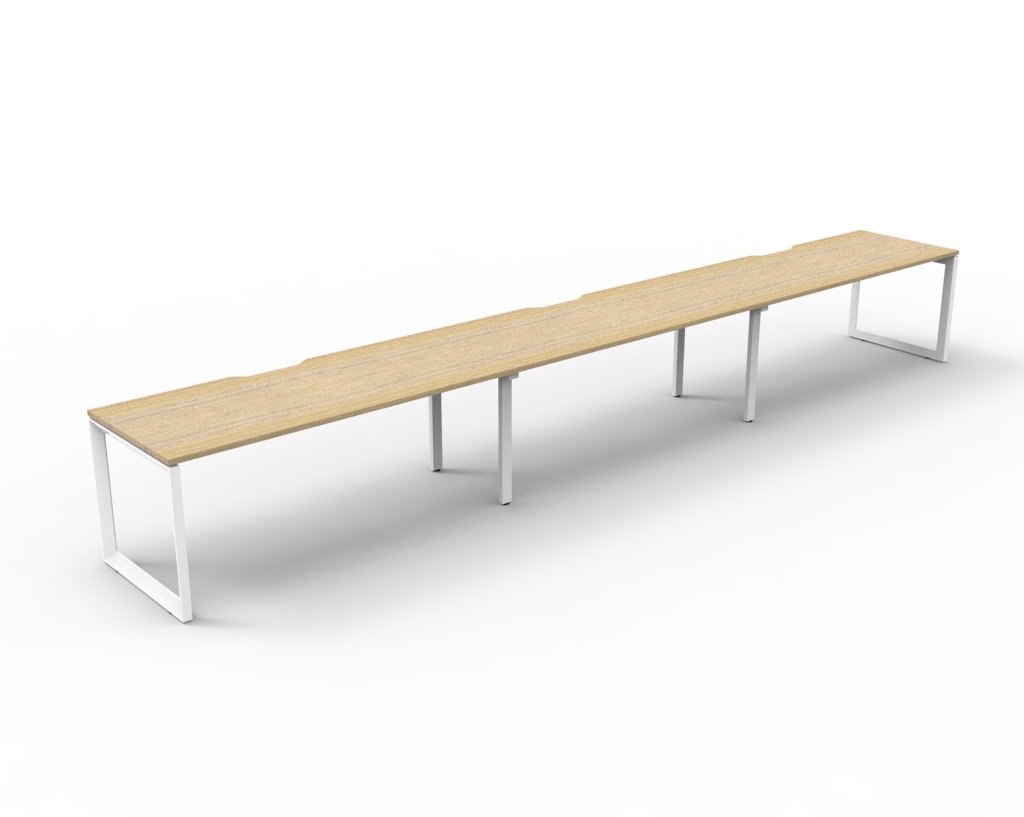 Rapidline Infinity 3-Person Workstation | 1500mm W x 750mm D | Natural Oak Top, White Satin Base | Single Sided Loop Leg