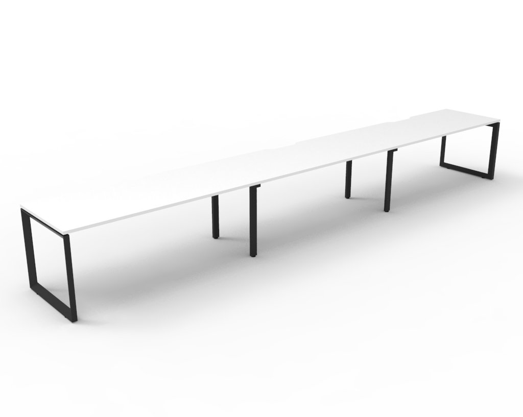 Rapidline Infinity 3-Person Single-Sided Workstation | 1500mm x 750mm | Natural White Top & Black Satin Base