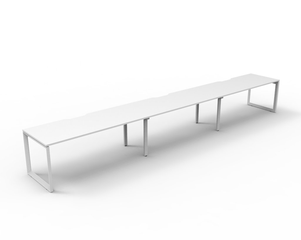 Rapidline Infinity 3-Person Workstation | 1200mm W x 750mm D | Natural White Top, White Satin Base | Single Sided Loop Leg