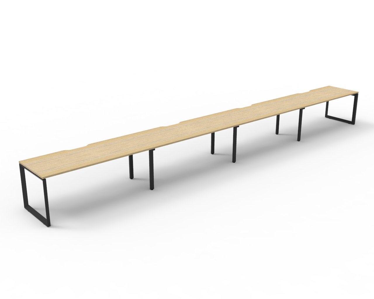 Rapidline Infinity Single Sided Loop Leg Workstation – POD of 4, 1800 x 750mm, Natural Oak Top & Black Satin Base