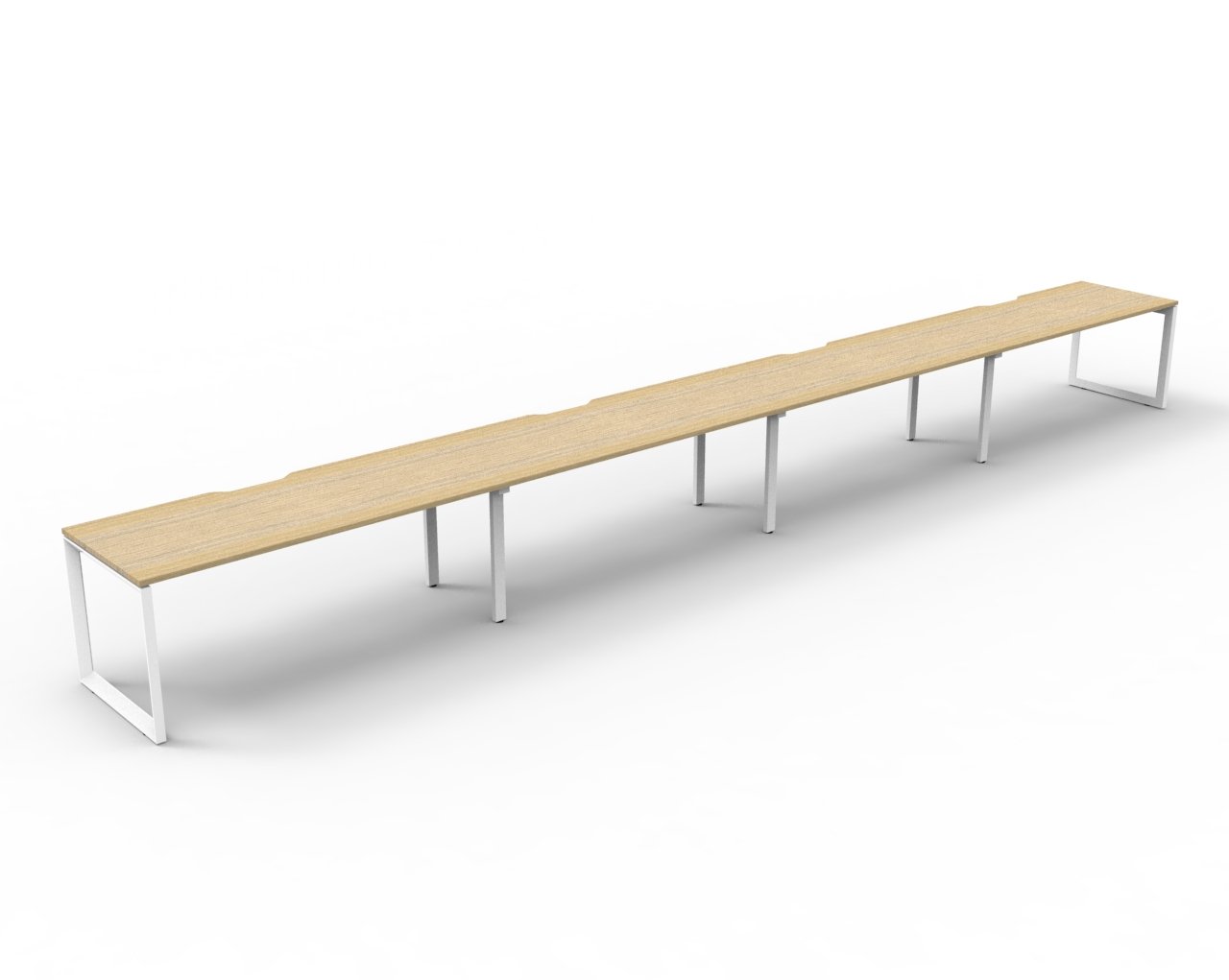 Rapidline Infinity Single Sided Loop Leg Workstation – POD of 4, 1800 x 750mm, Natural Oak Top & White Satin Base