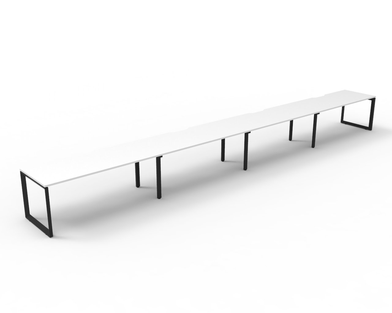 Rapidline Infinity Single Sided Loop Leg Workstation – POD of 4, 1500 x 750mm, Natural White Top & Black Satin Base