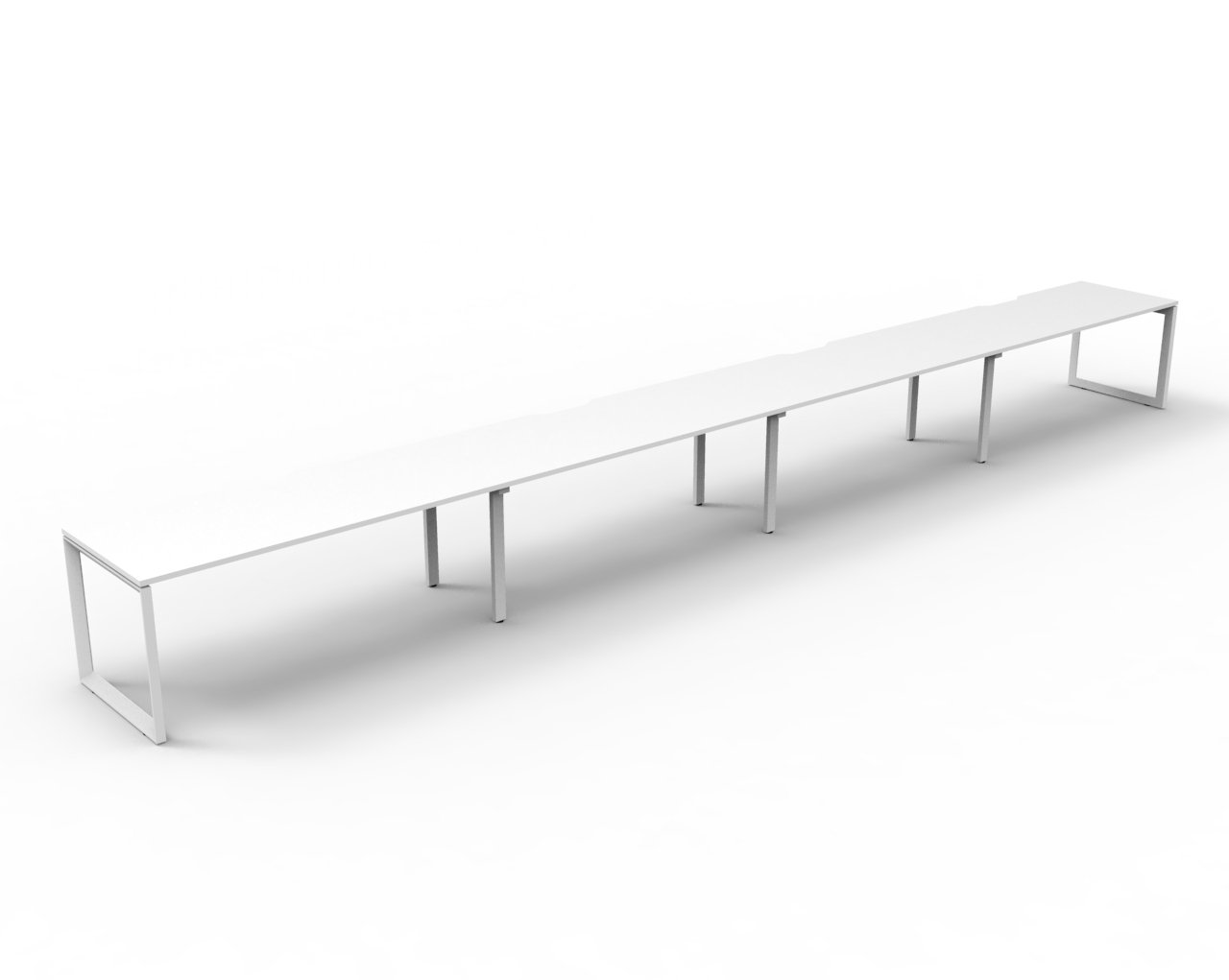 Rapidline Infinity Single Sided Loop Leg Workstation – POD of 4, 1500 x 750mm, Natural White Top & White Satin Base