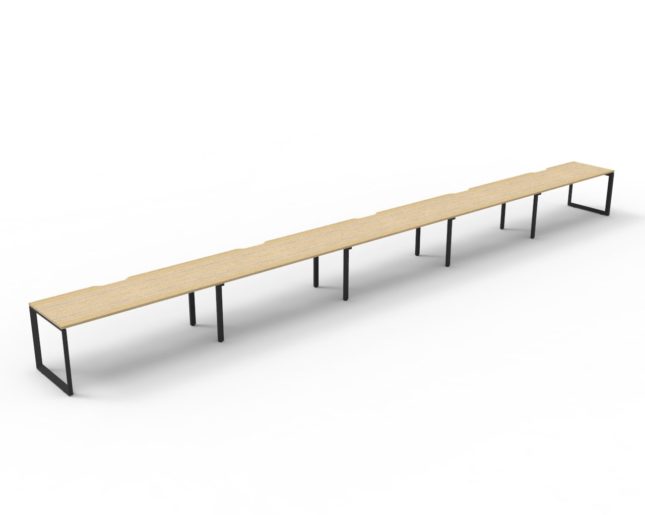 Rapidline Infinity Pod of 5 – Single Sided Loop Leg Workstation | 1200×750mm | Natural Oak Top, Black Satin Base
