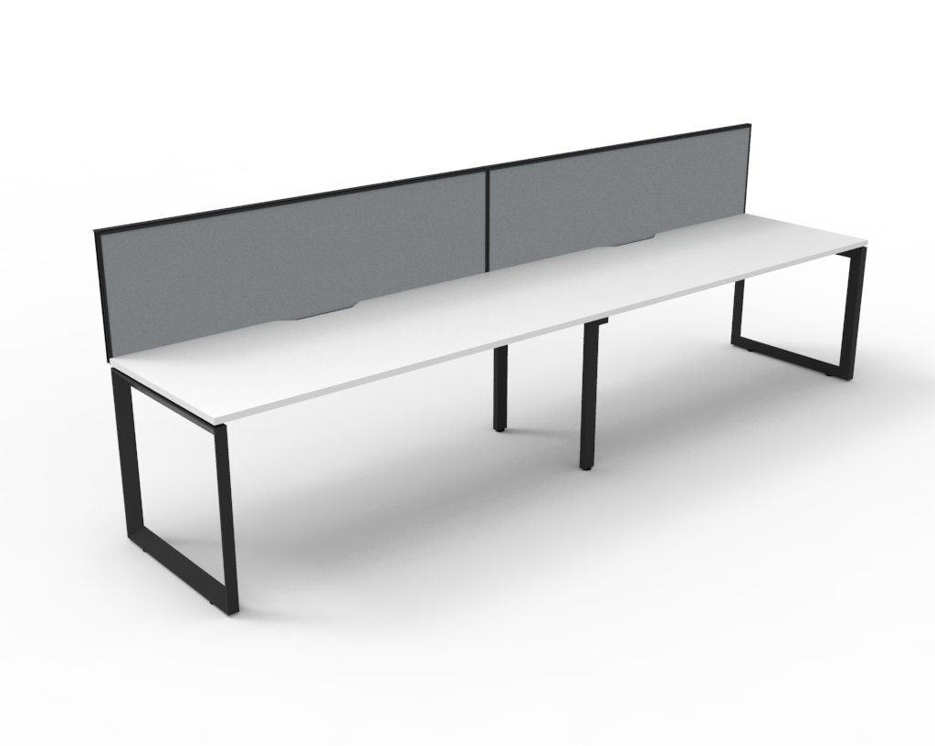 Rapidline Infinity Single Sided Loop Leg Workstation – 1200mm x 750mm, Natural White Top, Black Satin Base, Grey SHUSH30 Screen