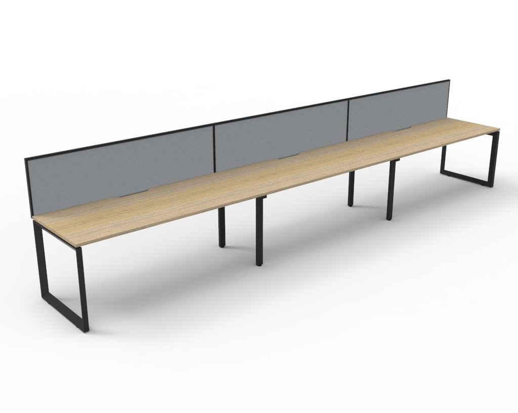 Rapidline Infinity 3-Person Workstation | 1200mm x 750mm per Seat | Natural Oak Top, Black Satin Base, Grey SHUSH30 Screen