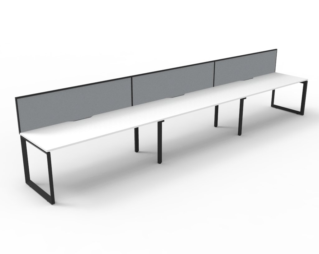 Rapidline Infinity Pod of 3 Workstation – 1200mm x 750mm, Natural White Top, Black Satin Base, Grey SHUSH30 Screen