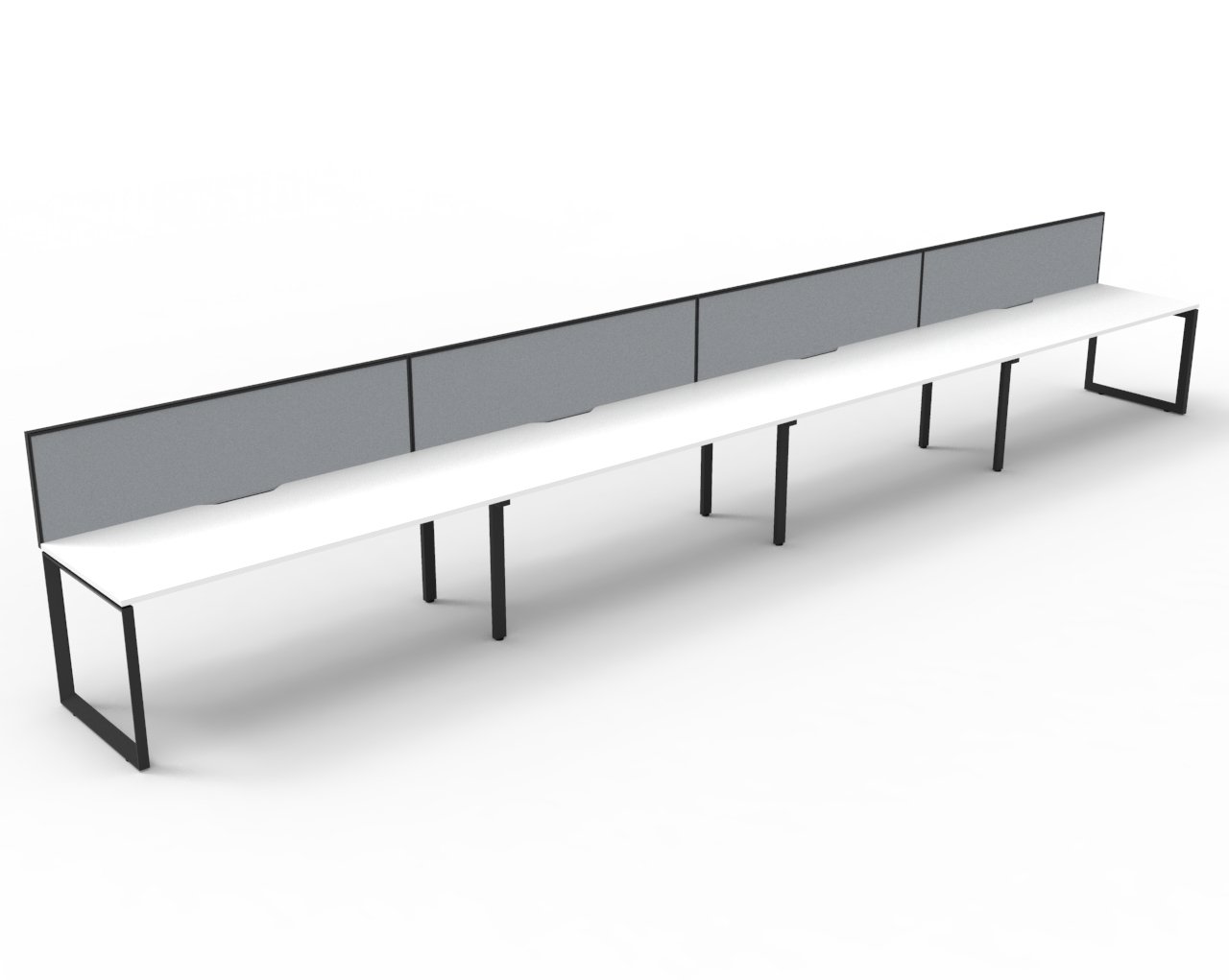 Rapidline Infinity Pod of 4 Workstation | 1500mm W x 750mm D | Natural White Top, Black Satin Base