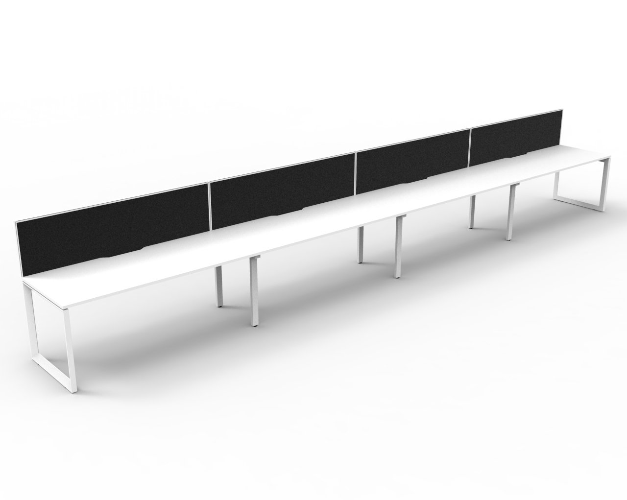 Rapidline Infinity Pod of 4 Workstation – 1200×750mm, Natural White Top, White Satin Base, Black SHUSH30 Screen