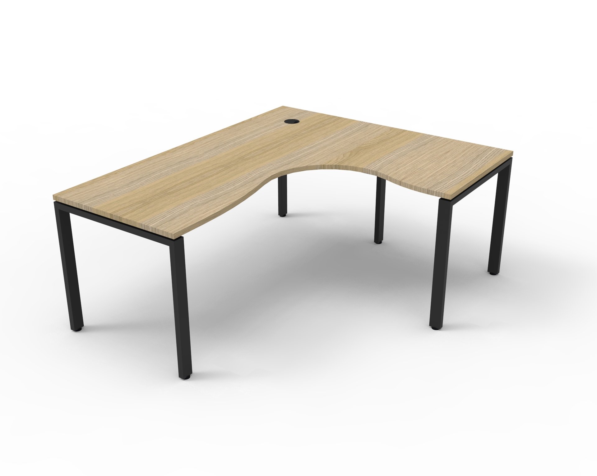 Rapidline Infinity Profile Leg Corner Workstation – 1800mm x 1500mm, Oak Top & Black Satin Base