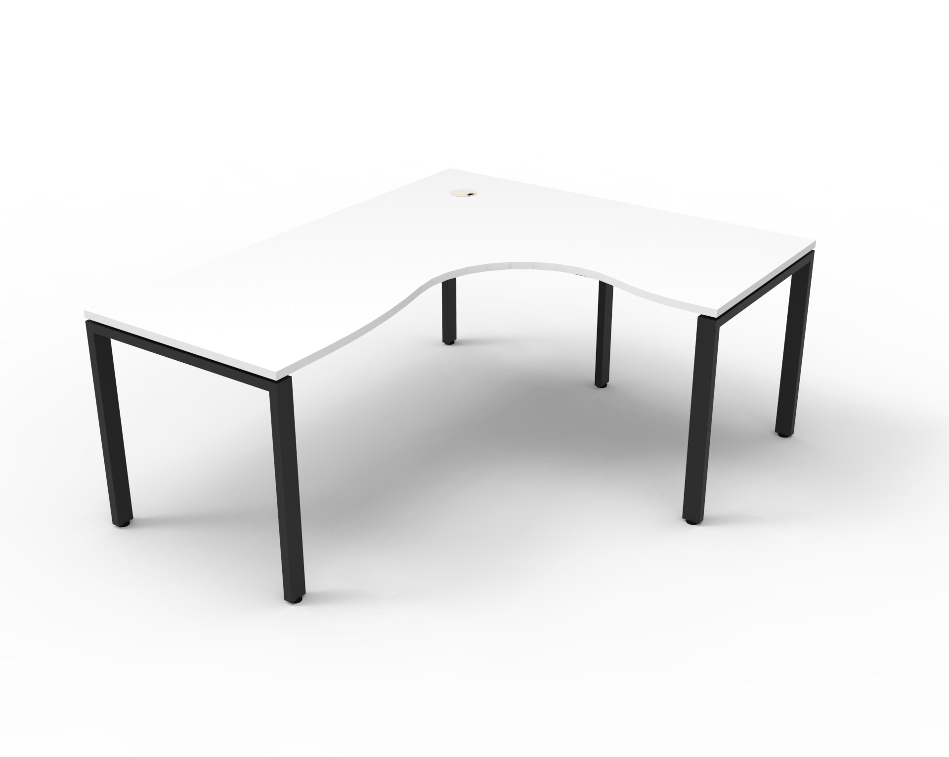 Rapidline Infinity Profile Leg Corner Workstation – Natural White Top, Black Satin Base (1800 x 1500mm)