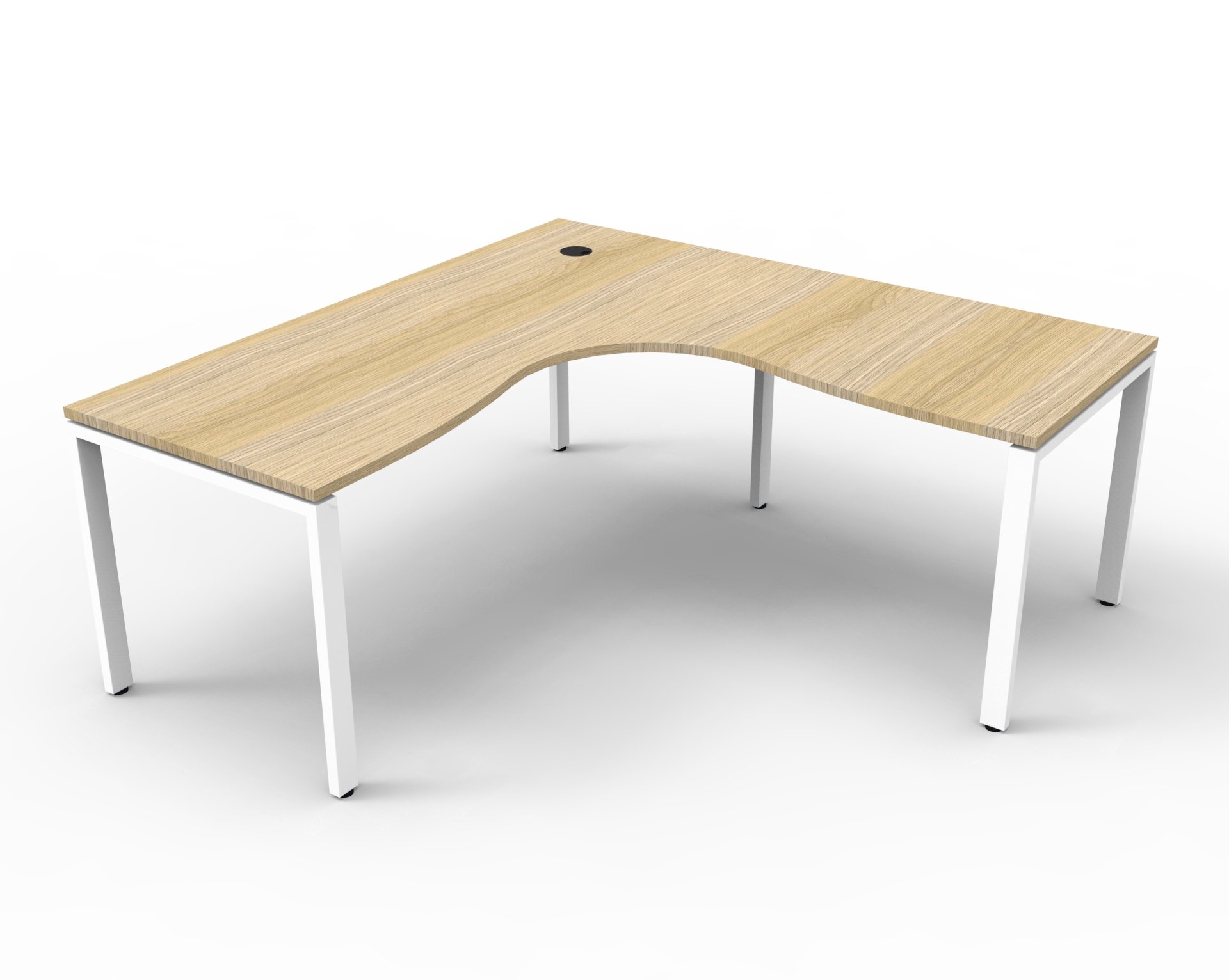 Rapidline Infinity Standalone Corner Desk – 1500mm x 1500mm | Natural Oak Top, White Satin Base