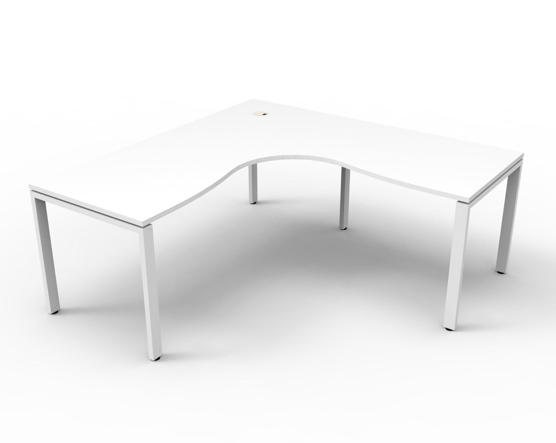 Rapidline Infinity Profile Leg Corner Workstation – 1500mm x 1500mm, White Top & White Satin Base