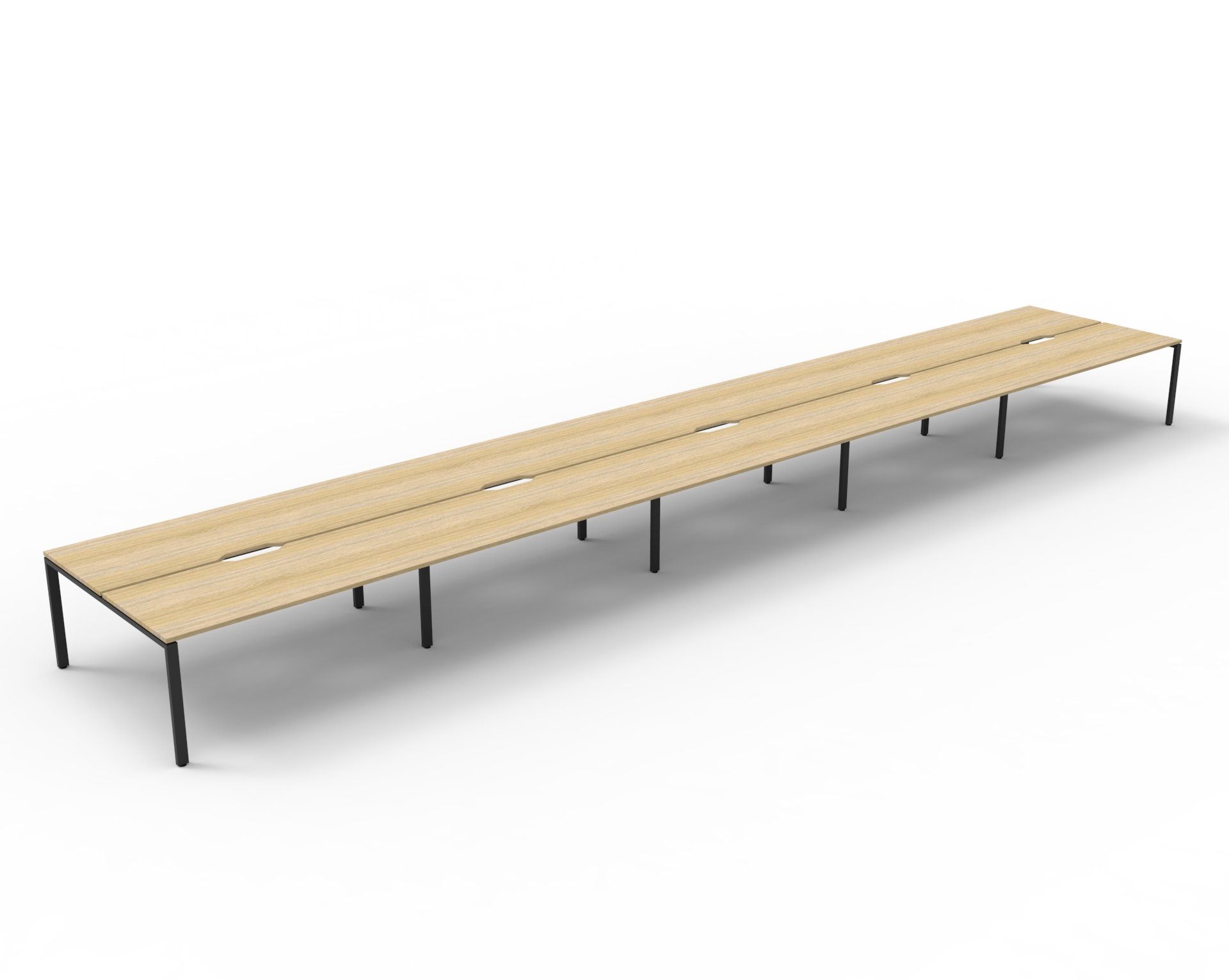 Rapidline Infinity Back-to-Back Workstation | 1500mm x 750mm | Natural Oak Top, Black Satin Base | POD of 10