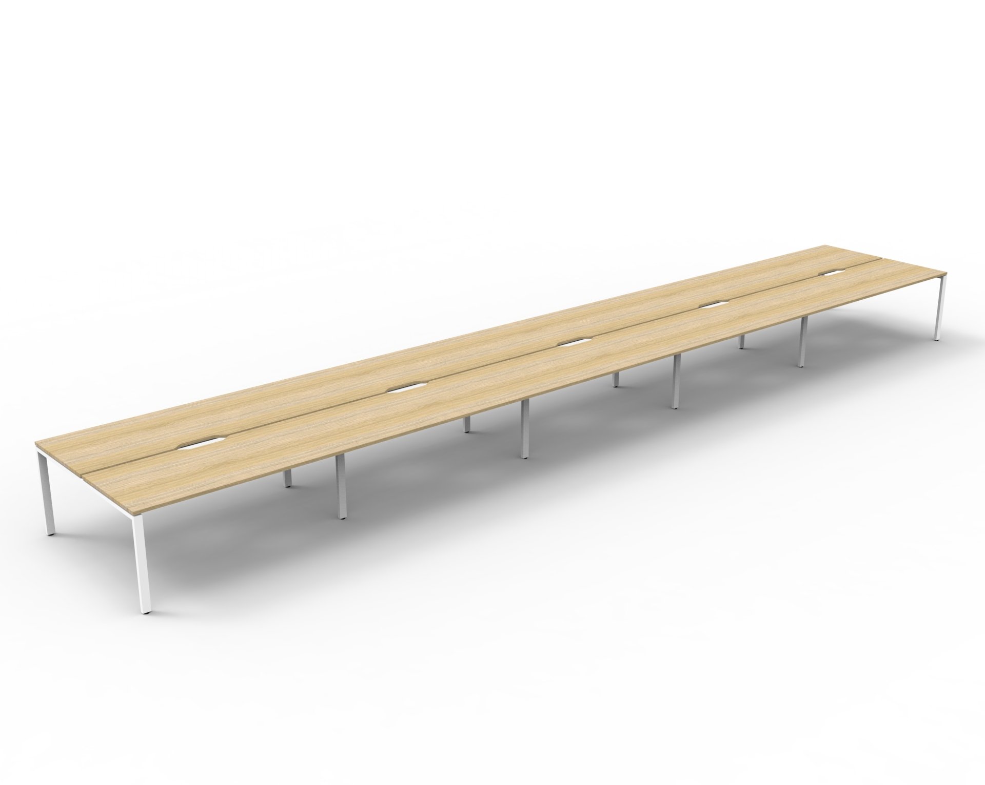 Rapidline Infinity Back-to-Back Workstation | 1500mm x 750mm | Natural Oak Top, White Satin Base | POD of 10