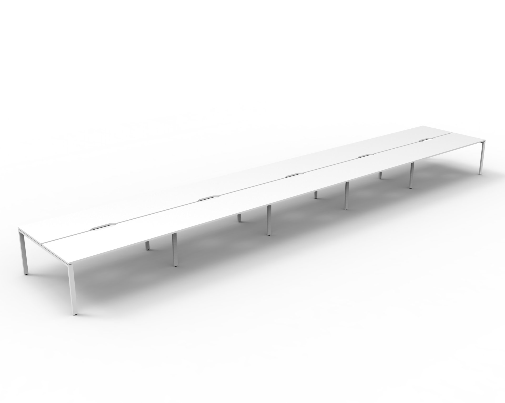 Rapidline Infinity Back-to-Back Workstation | 1500mm W x 750mm D | Natural White Top & White Satin Base | Pod of 10