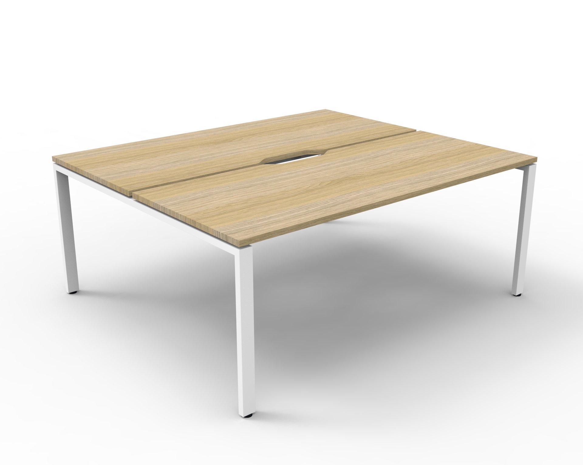 Rapidline Infinity Back-to-Back Desk – 1500mm W x 750mm D – Natural Oak Top / White Satin Base