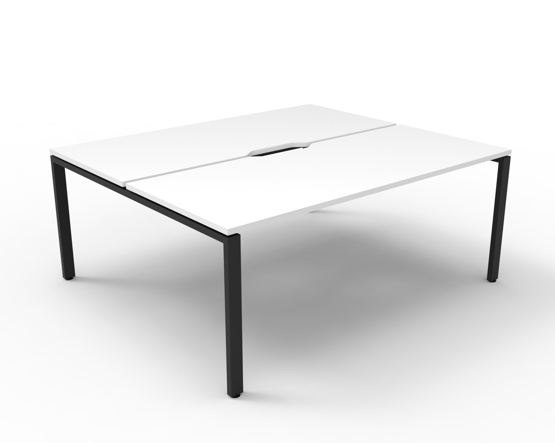 Rapidline Infinity Back-to-Back Workstation Pod of 2 | 1500mm W x 750mm D | Natural White Top, Black Satin Base