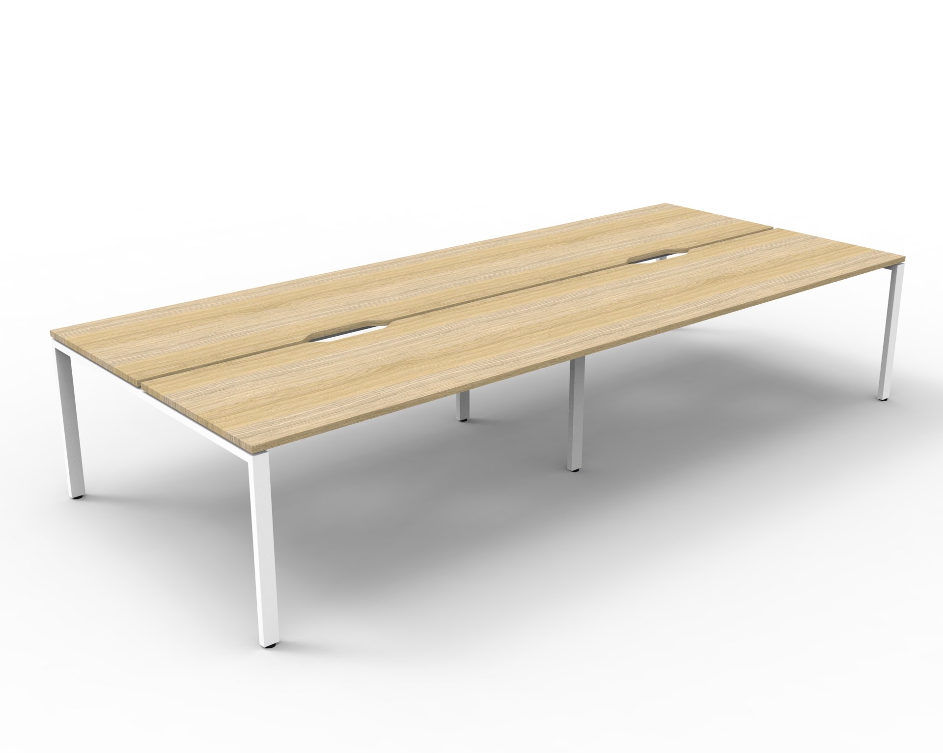 Rapidline Infinity Back-to-Back 4-Person Pod | 1500mm W × 750mm D | Natural Oak Top & White Satin Base