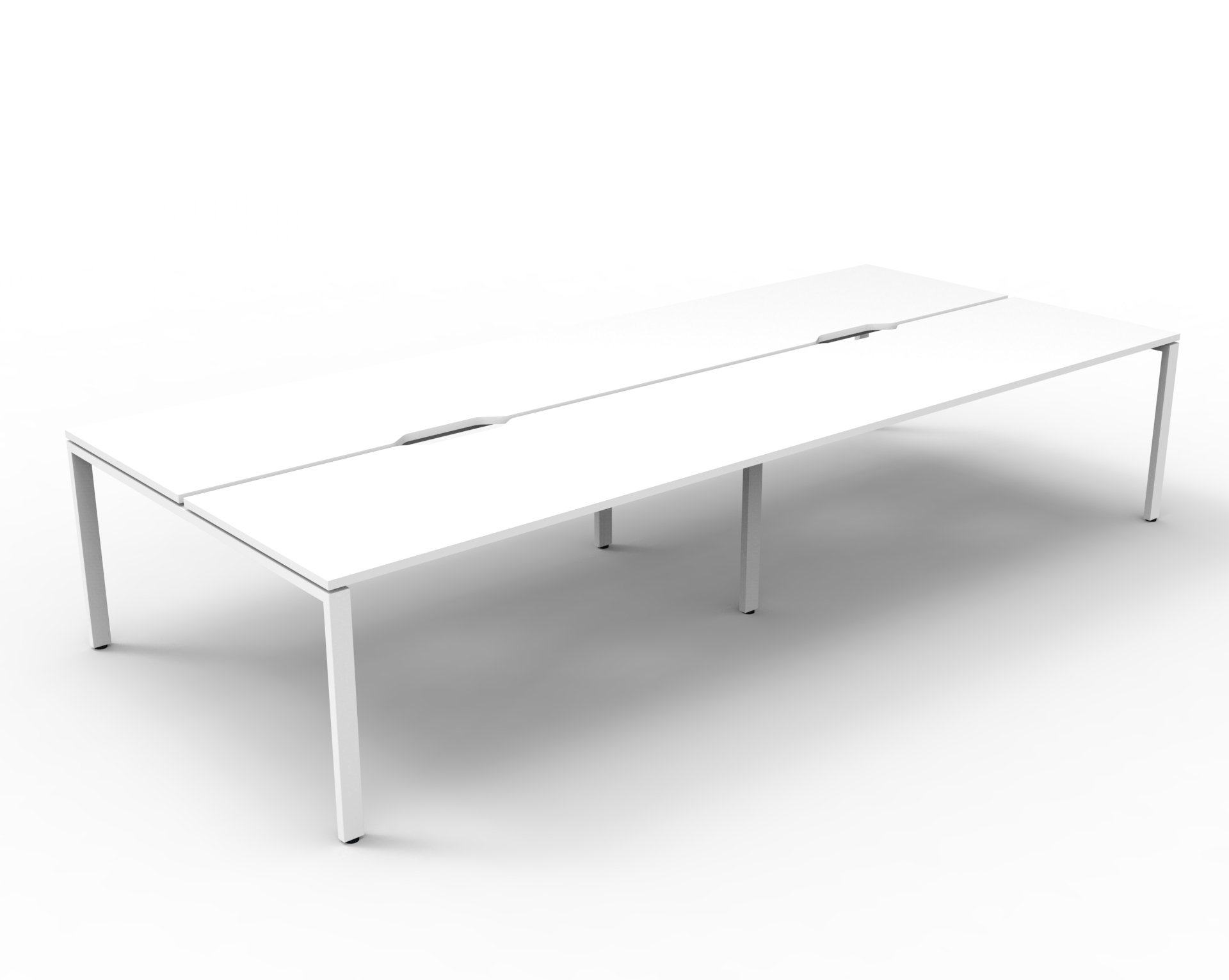 RAPIDLINE Infinity 4-Person Back-to-Back Workstation | 1500mm x 750mm | Natural White Top, White Satin Base | No Screen