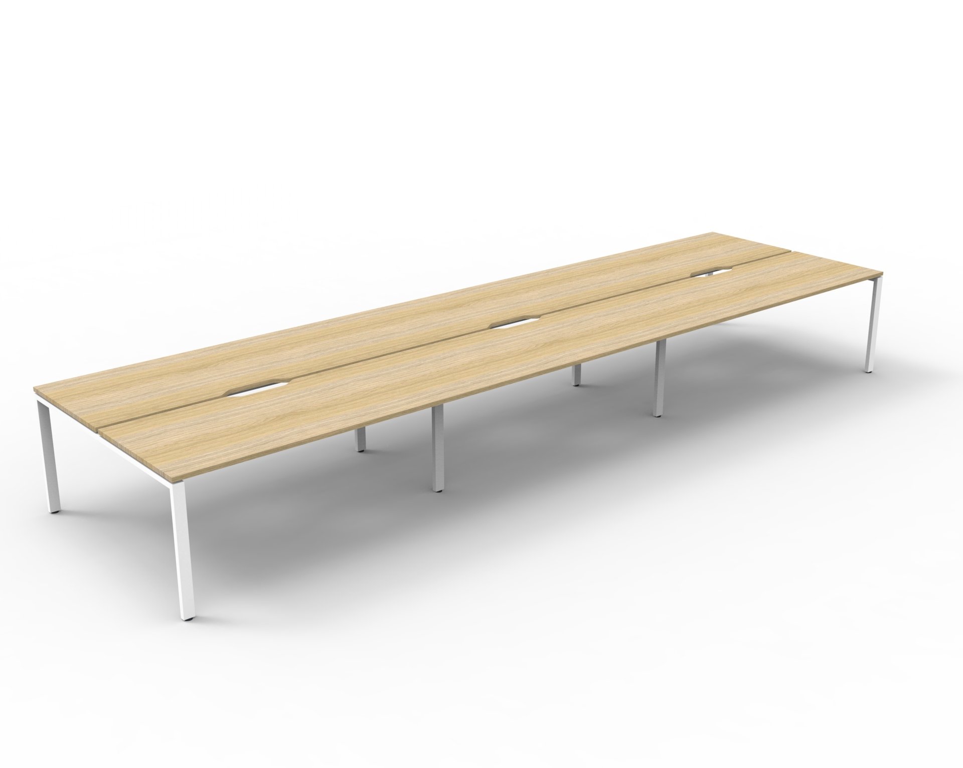 Rapidline Infinity Back-to-Back Workstation | 6-Person Pod | 1800mm W x 750mm D | Natural Oak Top & White Satin Base
