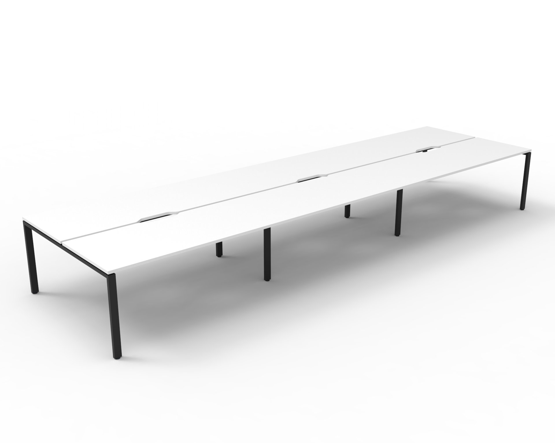 Rapidline Infinity Back-to-Back Workstation | Pod of 6 | 1800mm x 750mm | Natural White Top / Black Satin Base | Without Screen