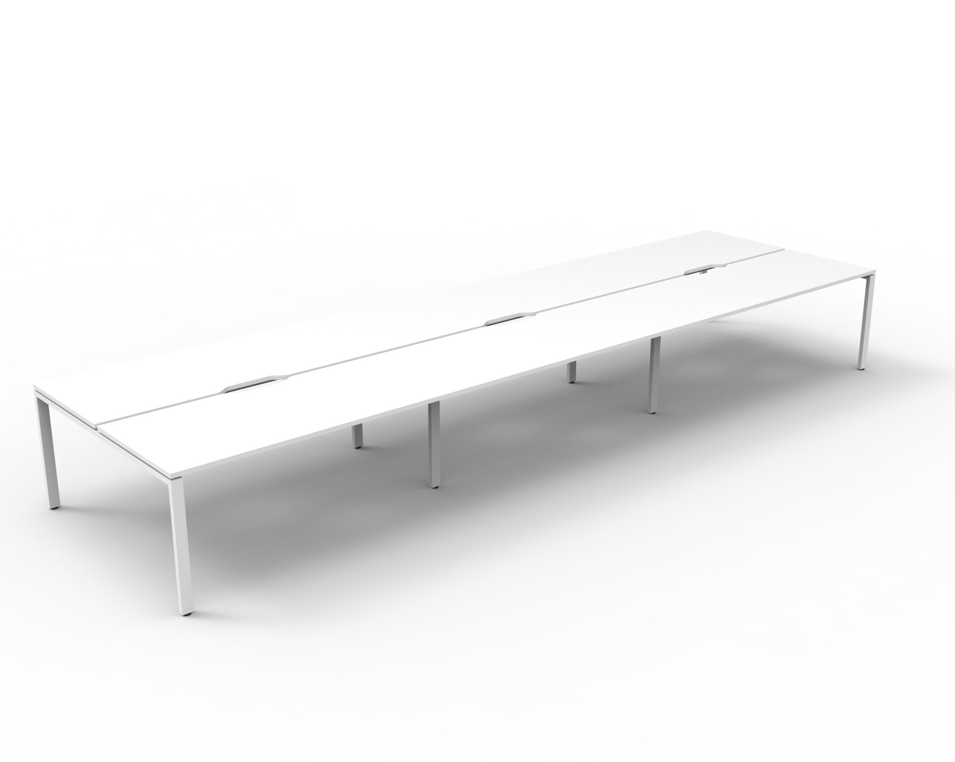 Rapidline Infinity Back-to-Back Workstation | Pod of 6 | 1800mm x 750mm | Natural White Top / White Satin Base | Without Screen