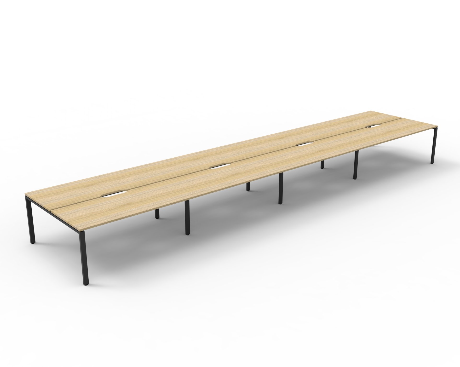 Rapidline Infinity Back-to-Back Workstation | Pod of 8 | 1200mm x 750mm | Natural Oak Top / Black Satin Base | Without Screen