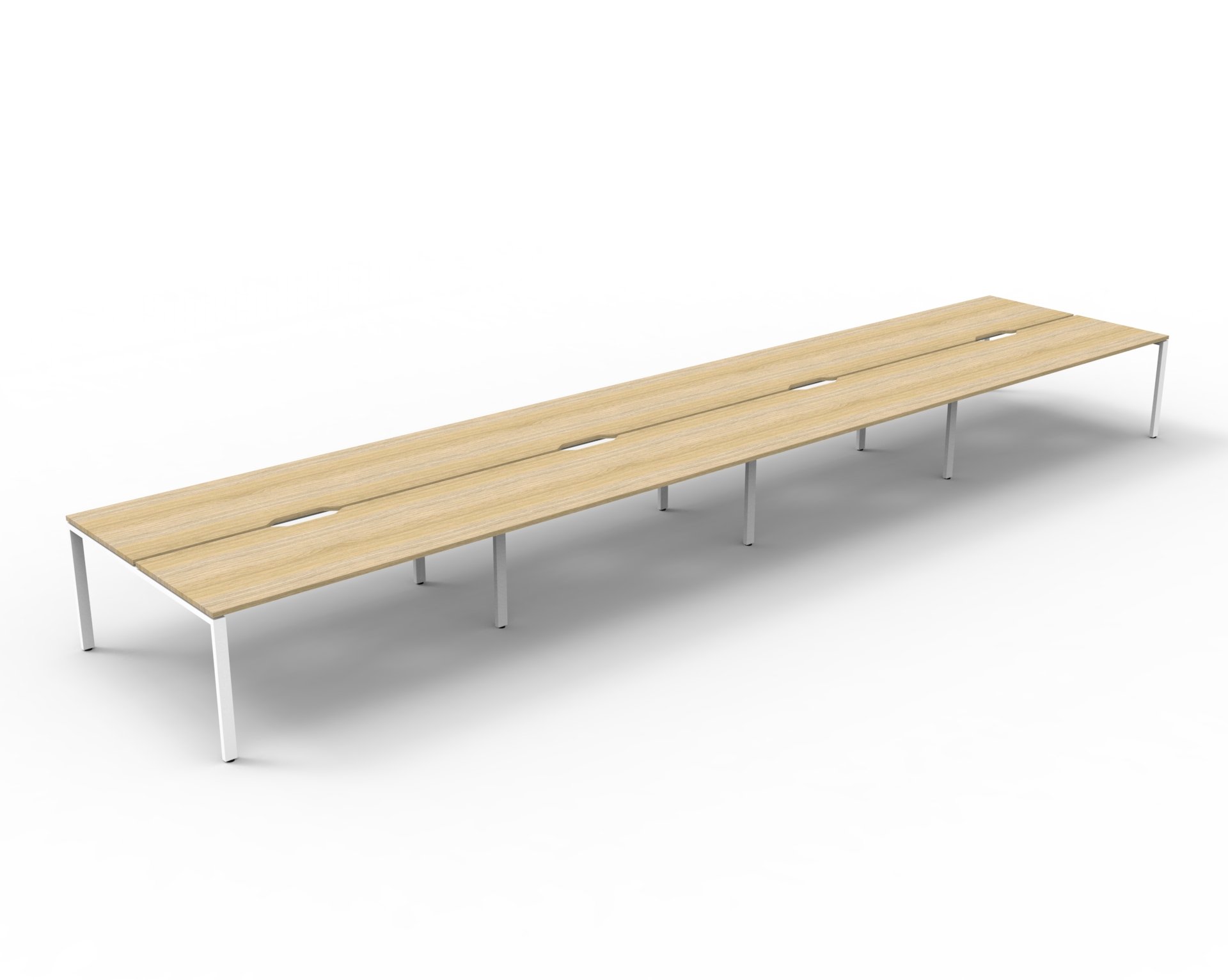 Rapidline Infinity Back-to-Back Workstation | Pod of 8 | 1200mm x 750mm | Natural Oak Top / White Satin Base | Without Screen