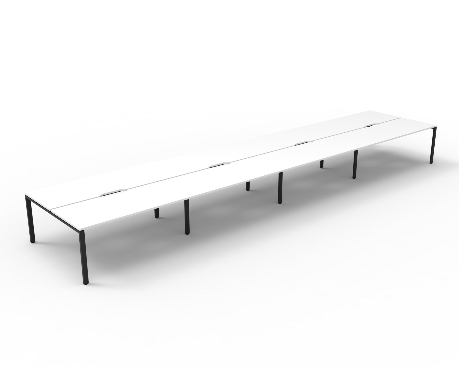 Rapidline Infinity Back-to-Back Workstation Pod of 8 | 1200 x 750mm | Natural White Top & Black Satin Base | AFRDI Certified