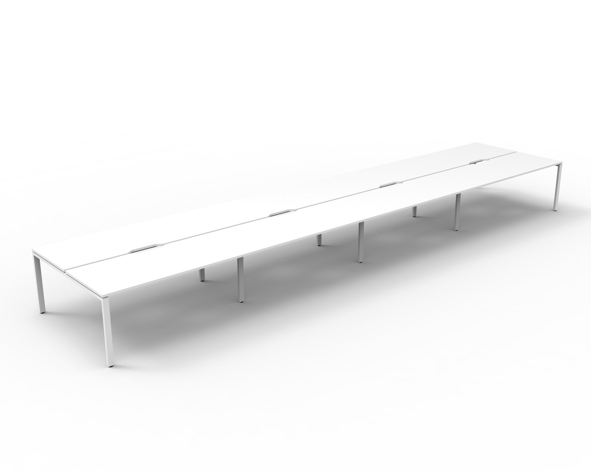 Rapidline Infinity Back-to-Back Workstation – 8-Person POD, 1500mm × 750mm, Natural White Top & White Satin Base