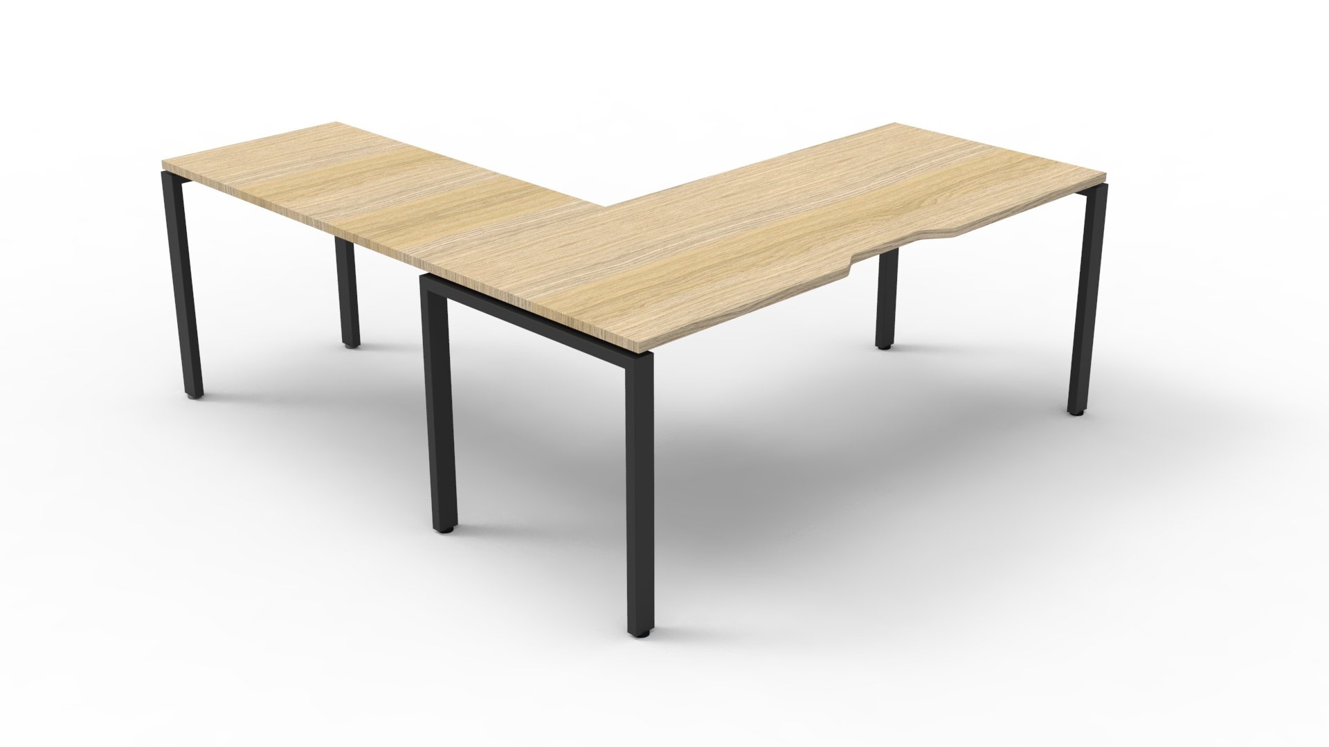 Rapidline Infinity Corner Workstation | 1800mm x 1850mm | Oak Top, Black Base, No Screen