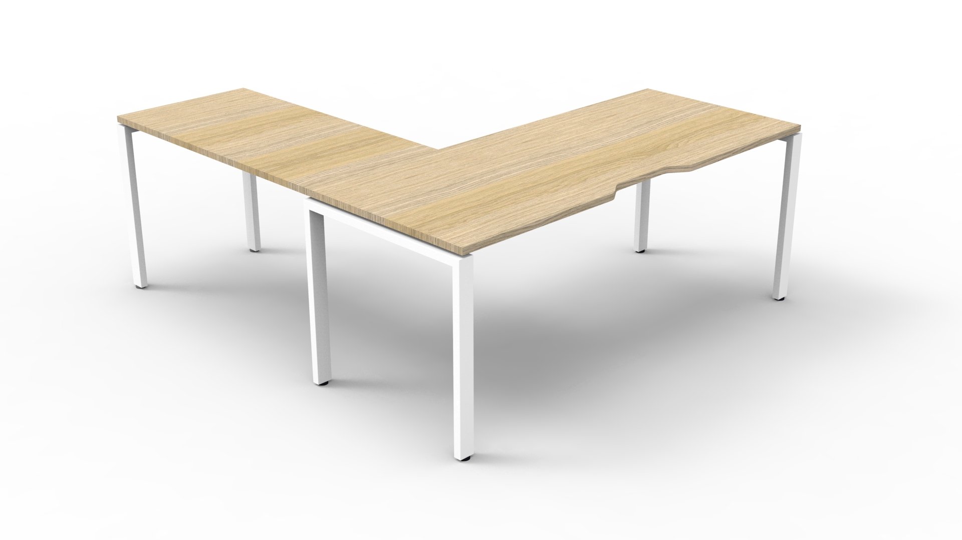 Rapidline Infinity Corner Workstation | 1800mm x 1850mm | Oak Top, White Base, No Screen
