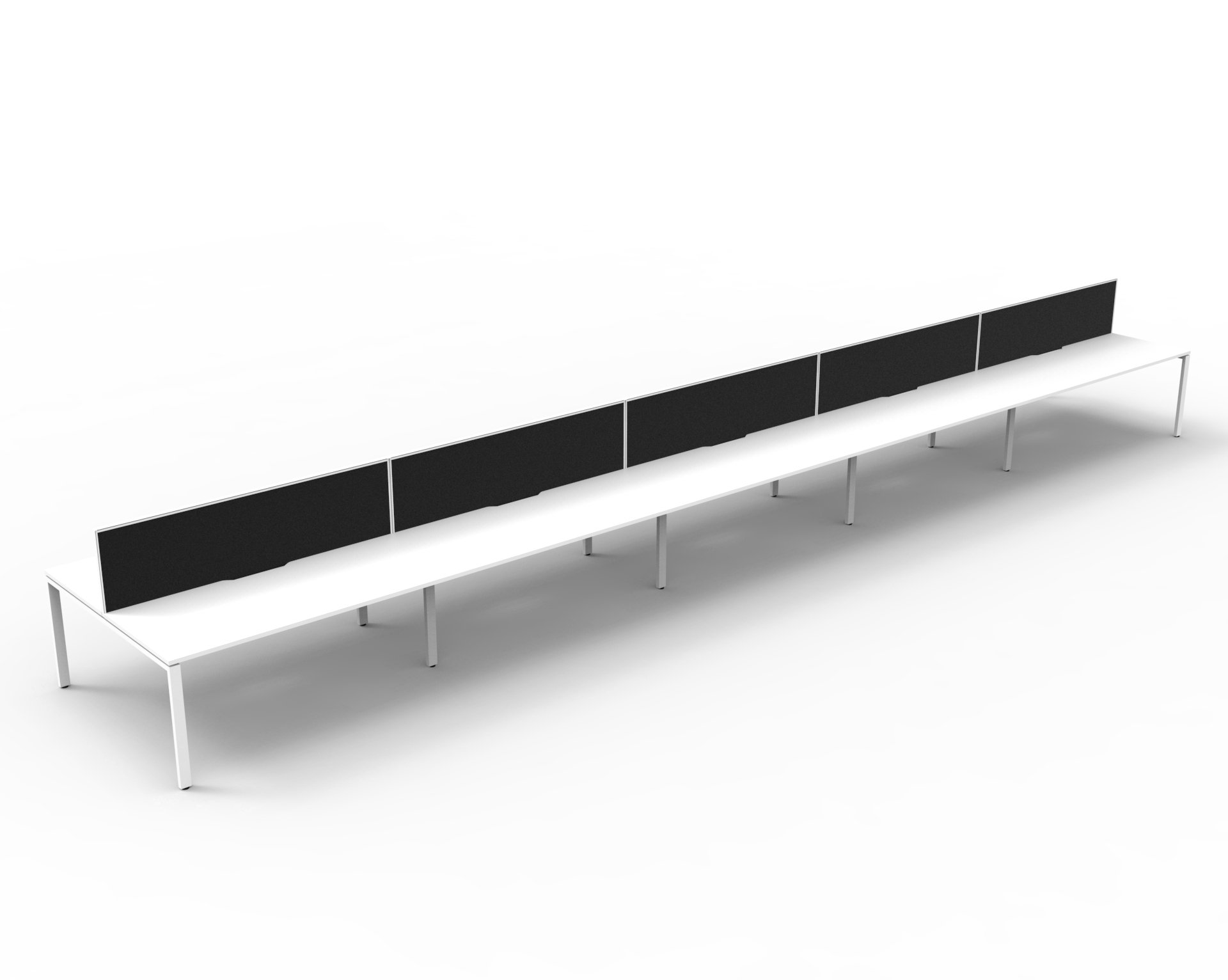 Rapidline Infinity Back-to-Back Workstation – Pod of 10 | 1200×750mm | Natural White Top, White Satin Base, Black Screen
