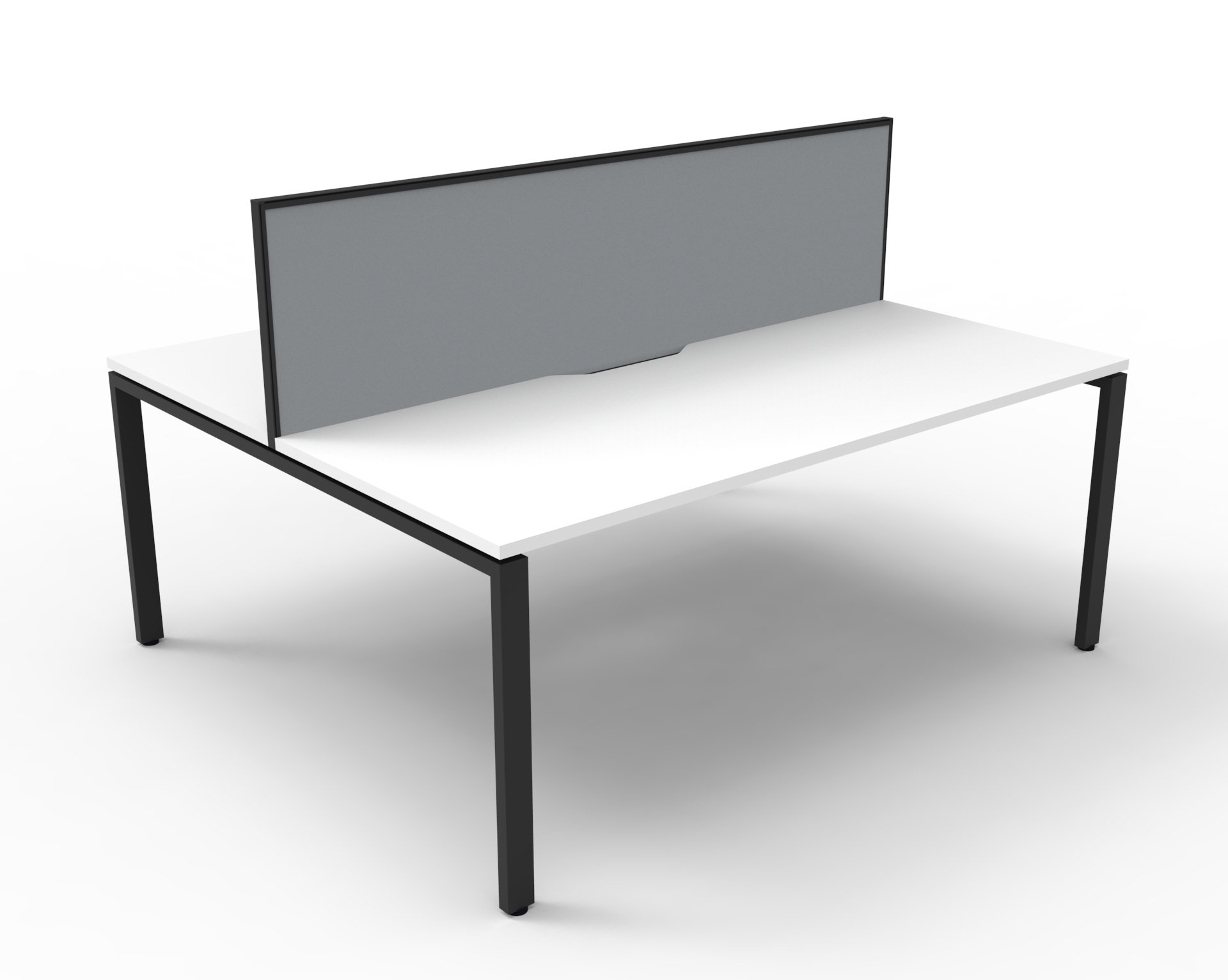 Rapidline Infinity Back-to-Back Workstation | 1500 x 750mm | Natural White Top, Black Satin Base, Grey Screen