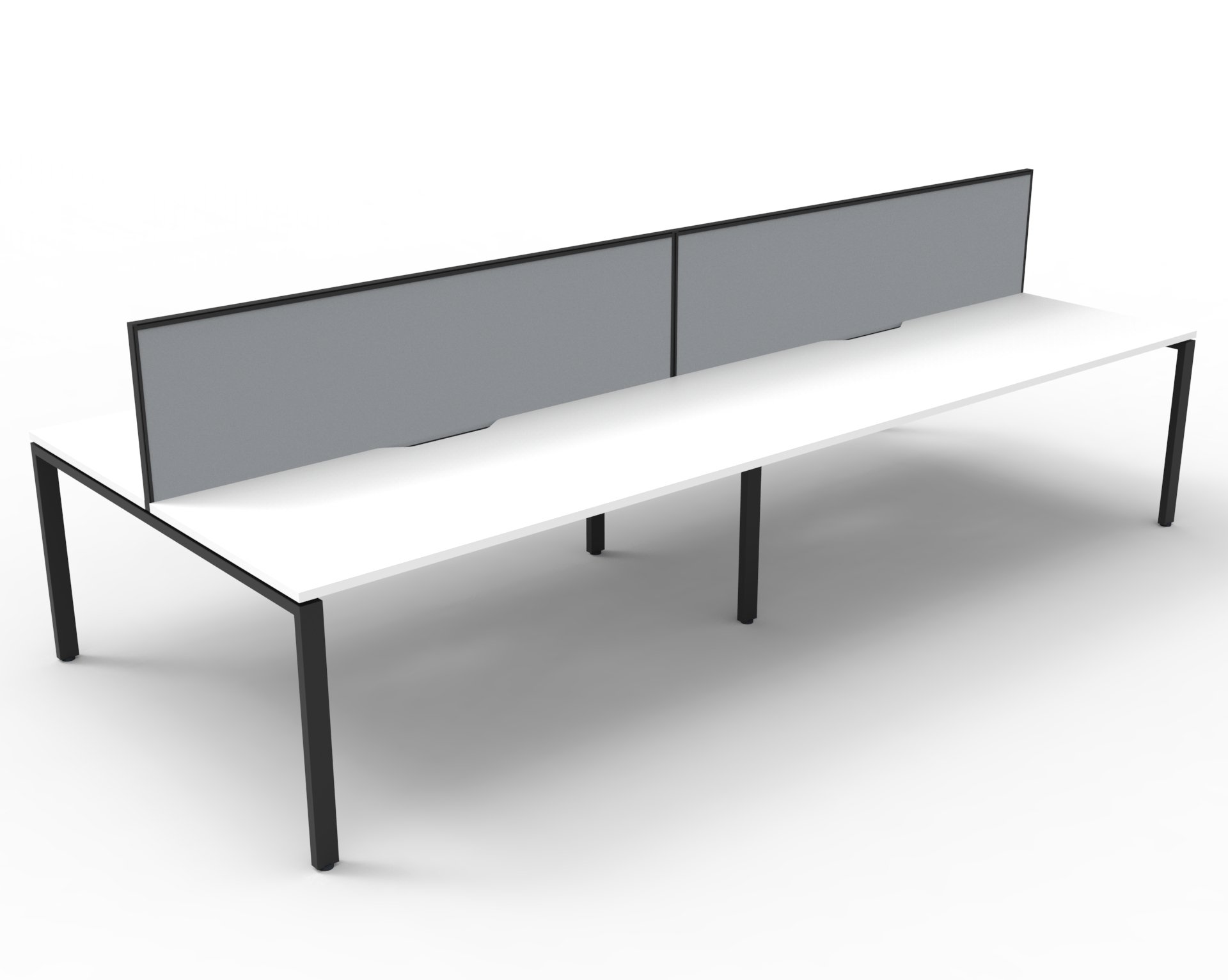 Rapidline Infinity Back-to-Back Workstation | 4-Person Pod | 1800mm W x 750mm D | Natural White Top, Black Satin Base