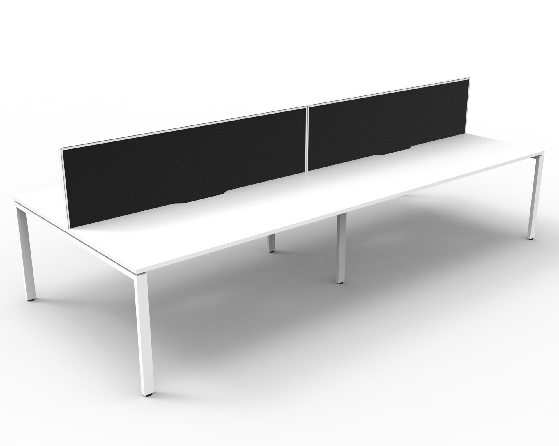 Rapidline Infinity Back-to-Back Workstation | 4-Person Pod | 1800mm W x 750mm D | Natural White Top, White Satin Base