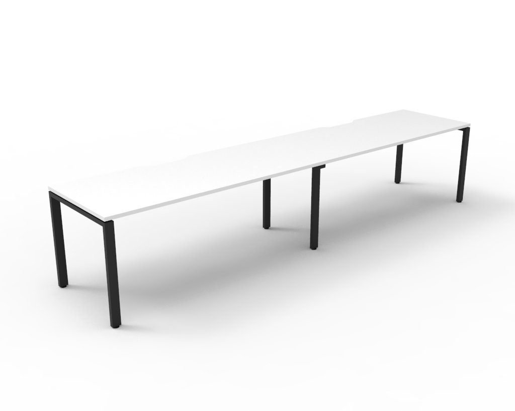 Rapidline Infinity Single-Sided Profile Leg Workstation – 1500mm W x 750mm D, Natural White Top, Black Satin Base