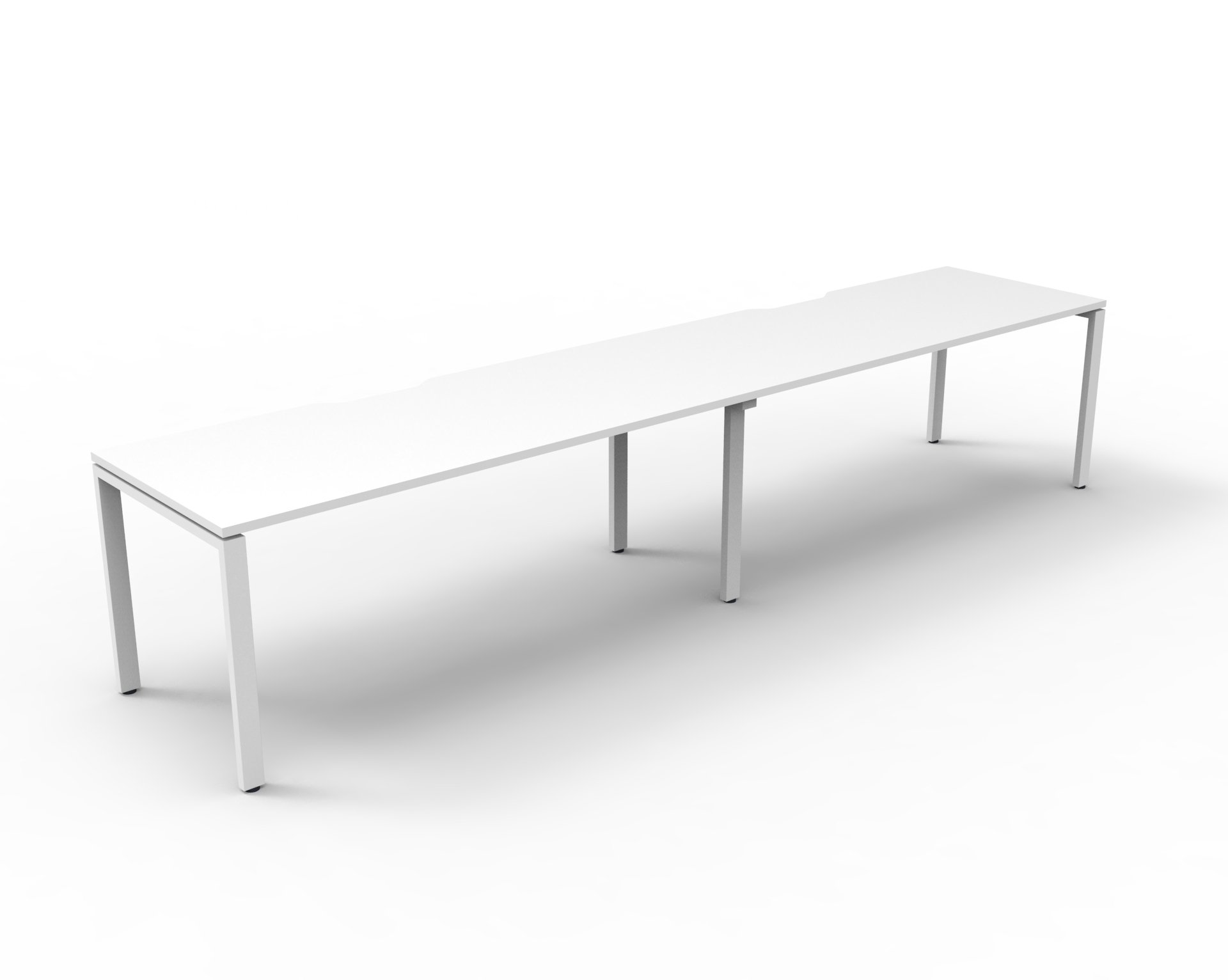 Rapidline Infinity Single-Sided Workstation – 2-Person Pod, 1800mm W × 750mm D, Natural White Top & White Satin Base