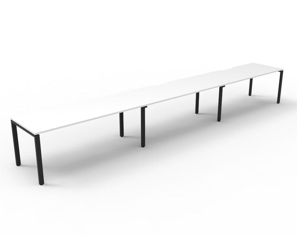 Rapidline Infinity Single-Sided Profile Leg Workstation – POD of 3, 1800mm × 750mm, Natural White Top / Black Satin Base