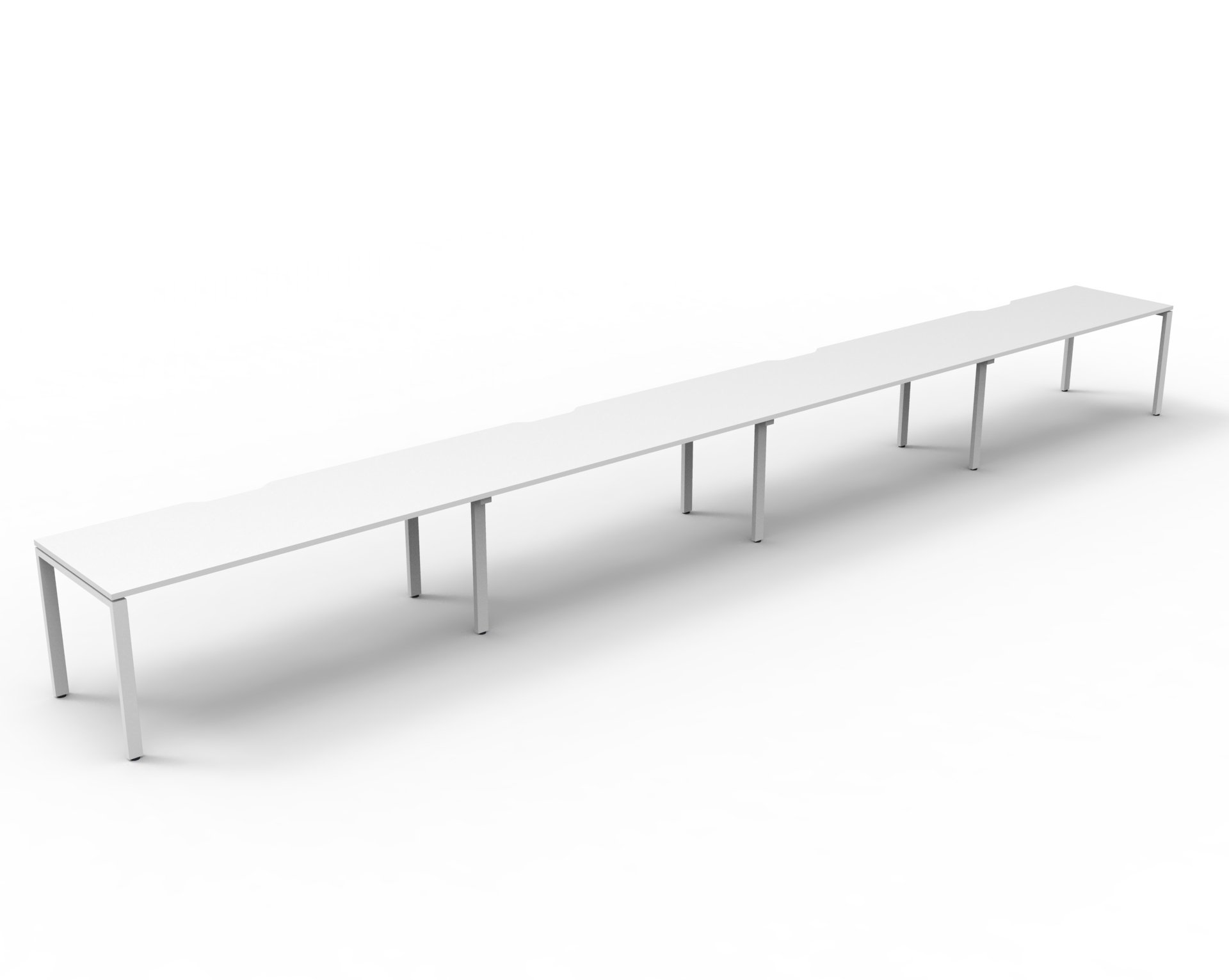 Rapidline Infinity Single-Sided Profile Leg Workstation – 4-Pod, 1200mm W × 750mm D, Natural White Top / White Satin Base