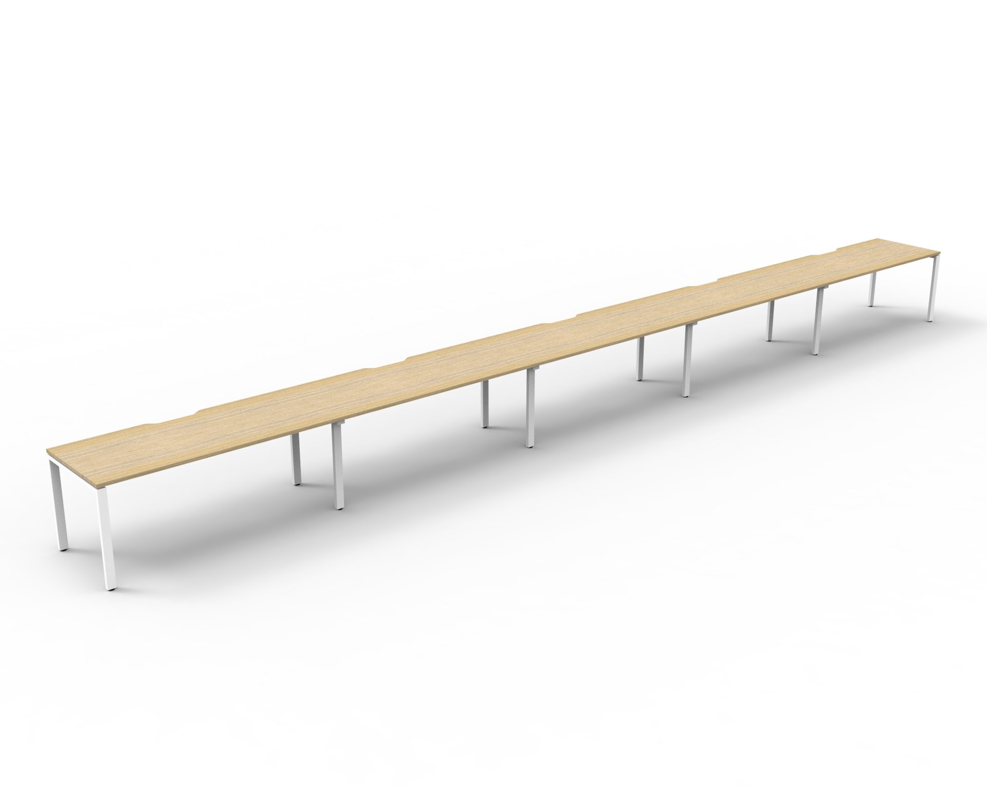 Rapidline Infinity Single Sided Profile Leg Workstation – POD of 5, 1500mm x 750mm, Natural Oak Top & White Satin Base