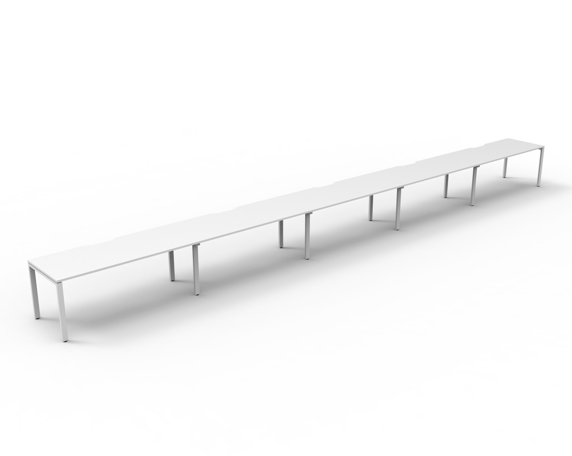 Rapidline Infinity Single Sided Profile Leg Workstation – POD of 5, 1200mm x 750mm, Natural White Top & White Satin Base