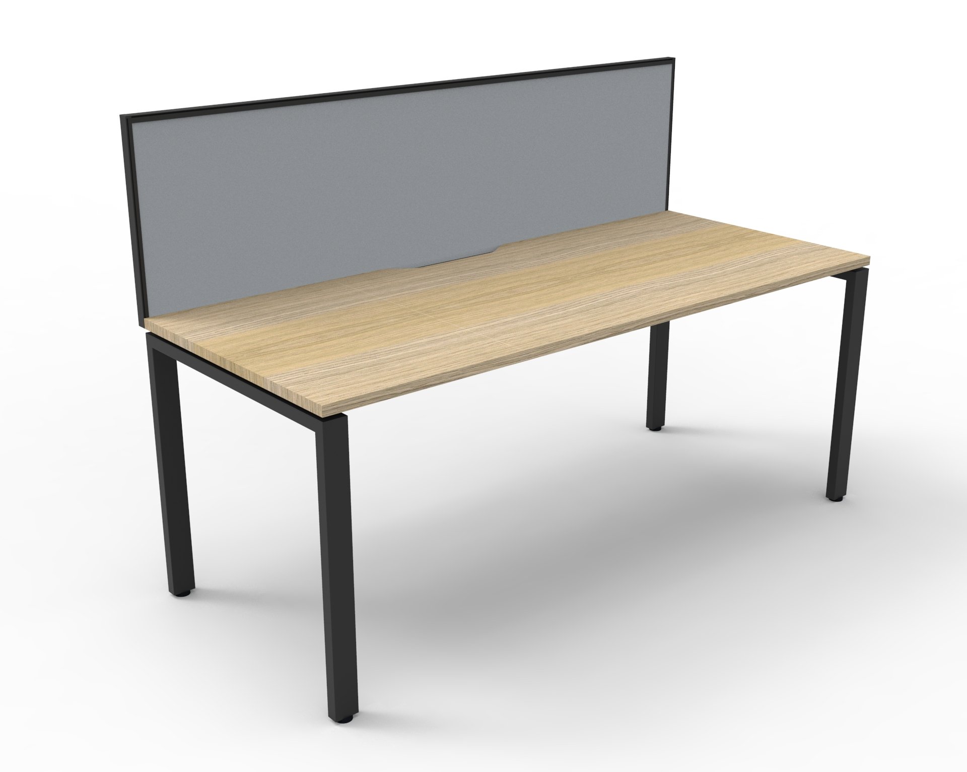 Rapidline Infinity Single-Sided Profile Leg Workstation – 1800×750mm | Natural Oak Top, Black Satin Base, Grey Screen
