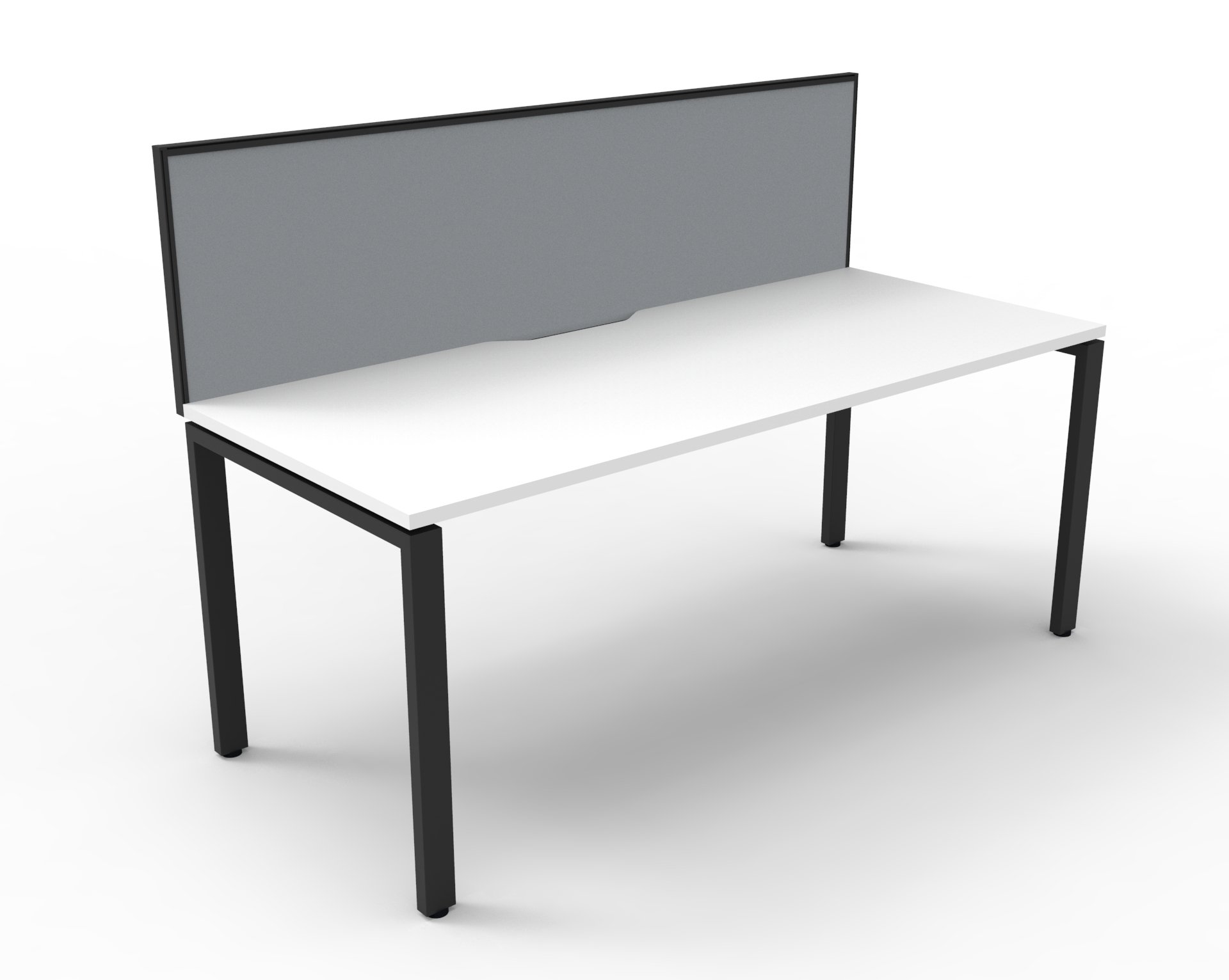 Rapidline Infinity Single-Sided Profile Leg Workstation – 1500×750mm | Natural White Top, Black Satin Base, Grey Screen