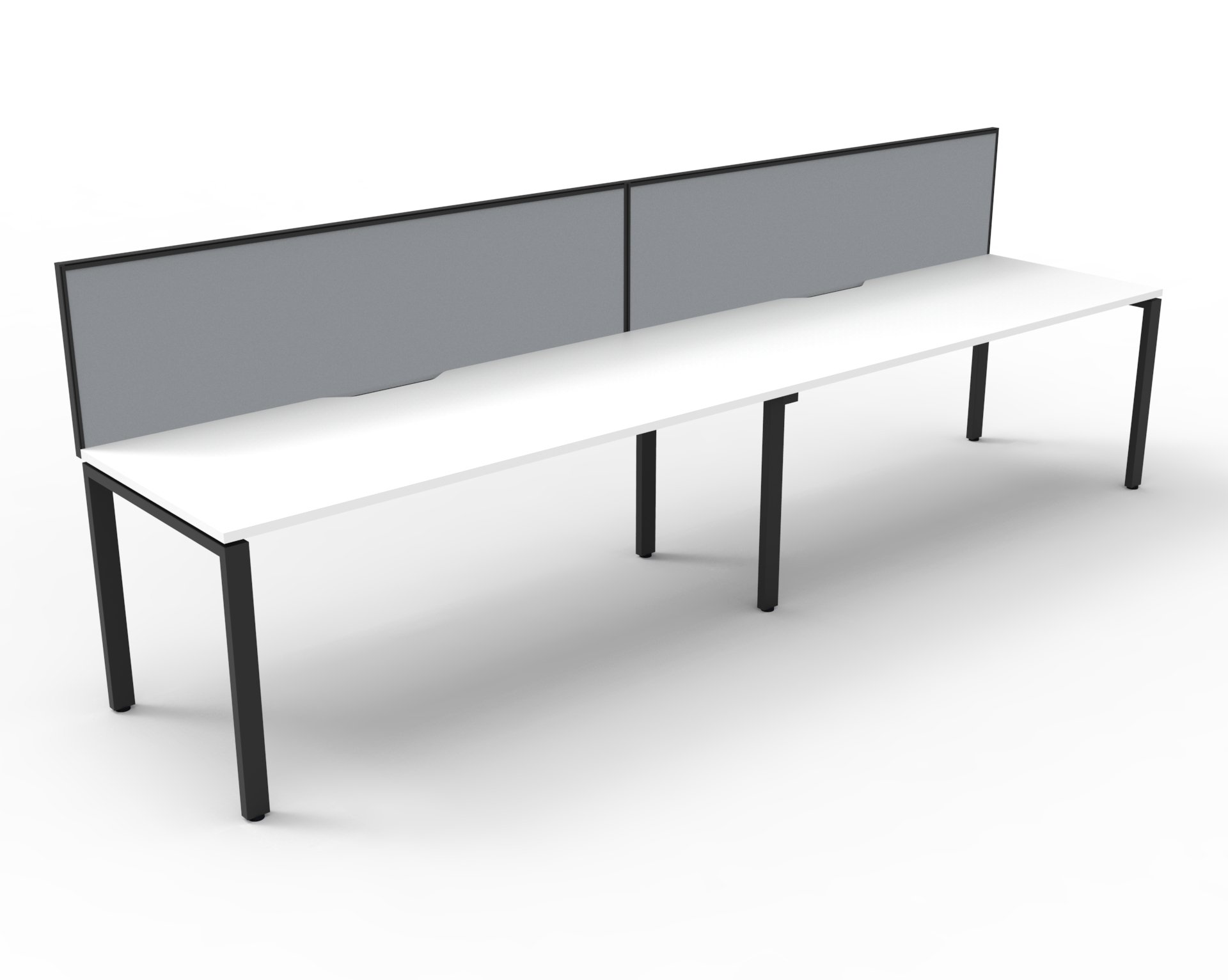 Rapidline Infinity 2-Pod Workstation | 1800×750mm | Natural White Top, Black Satin Base, Grey SHUSH30 Screen