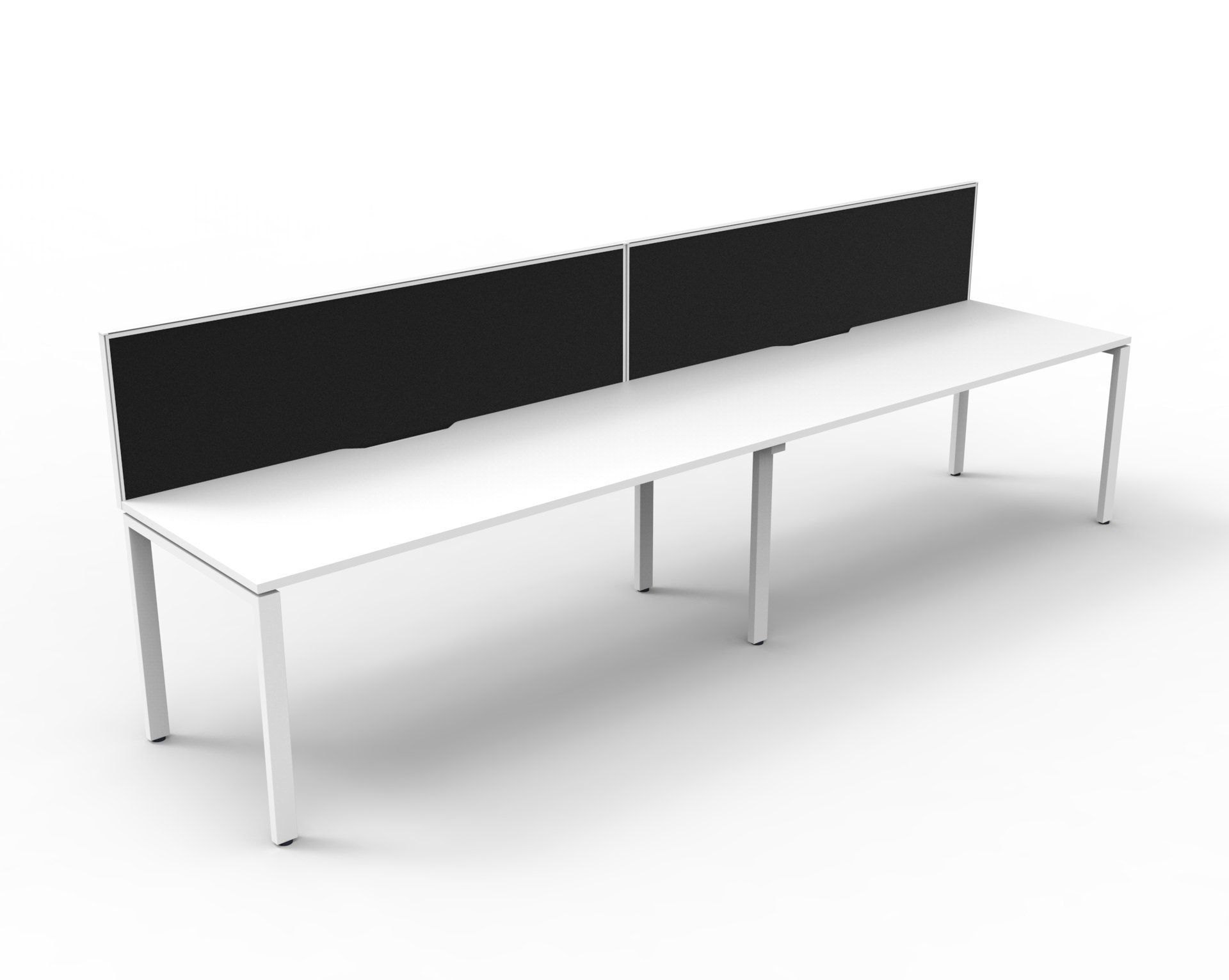 Rapidline Infinity 2-Person Workstation Pod – 1500mm W x 750mm D | Natural White Top, White Satin Base, Black SHUSH30 Screen